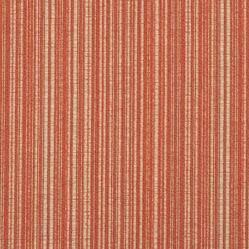 Rusty Red Orange Beige Stripe Upholstery Fabric