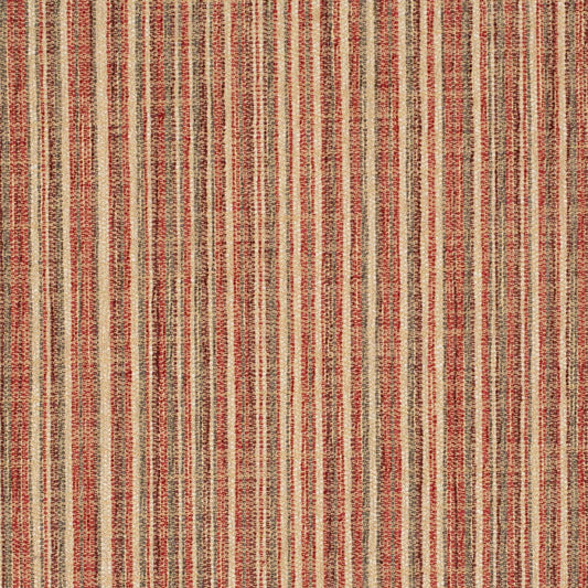 Beige Rusty Red Orange Green Stripe Upholstery Fabric