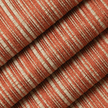 Rusty Red Orange Beige Stripe Upholstery Fabric