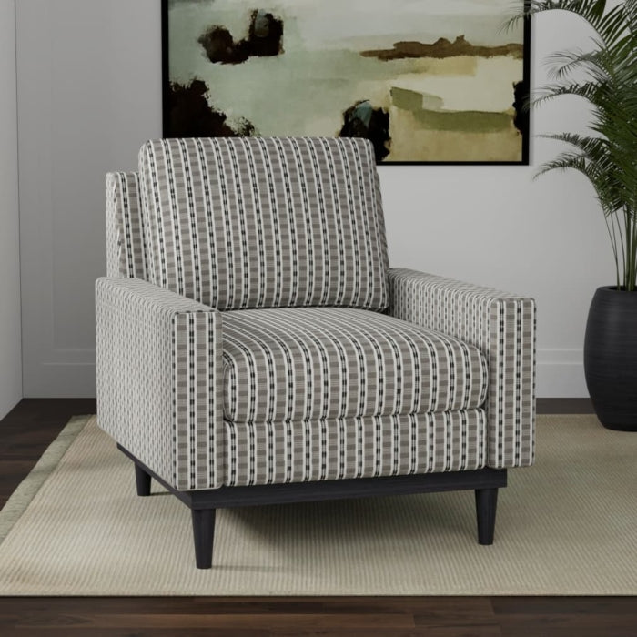 Grey Black Cream Stripe Upholstery Fabric