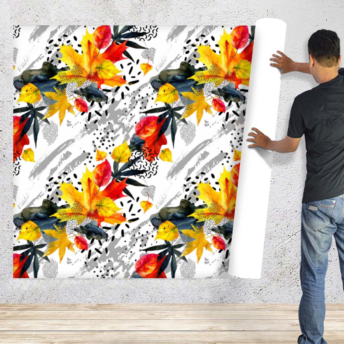 Abstract Autumn Fall Pattern D2 Wallpaper Roll